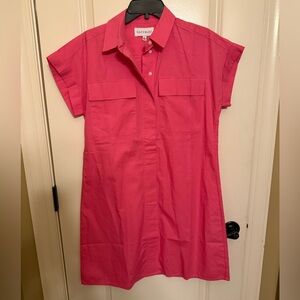 NWT Hot Pink Linen Shirt Dress.